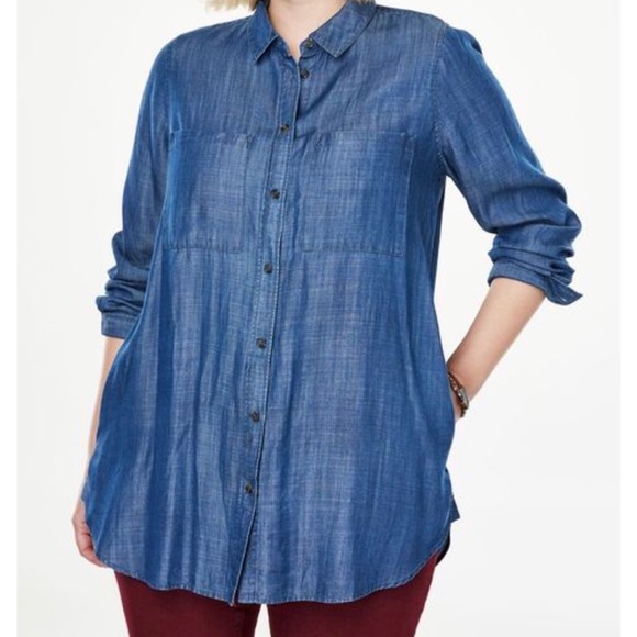 Woman Within Tops - Woman Within Chambray Tunic with Pockets Size 1X